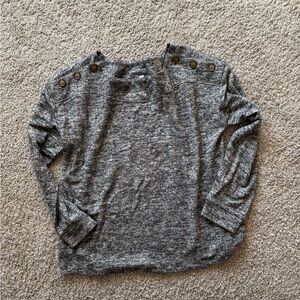 Gray Button-Shoulder Sweater